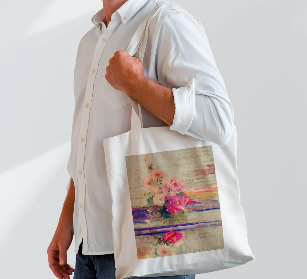 Splendore botanico a righe borsa in juta da Carinaprint