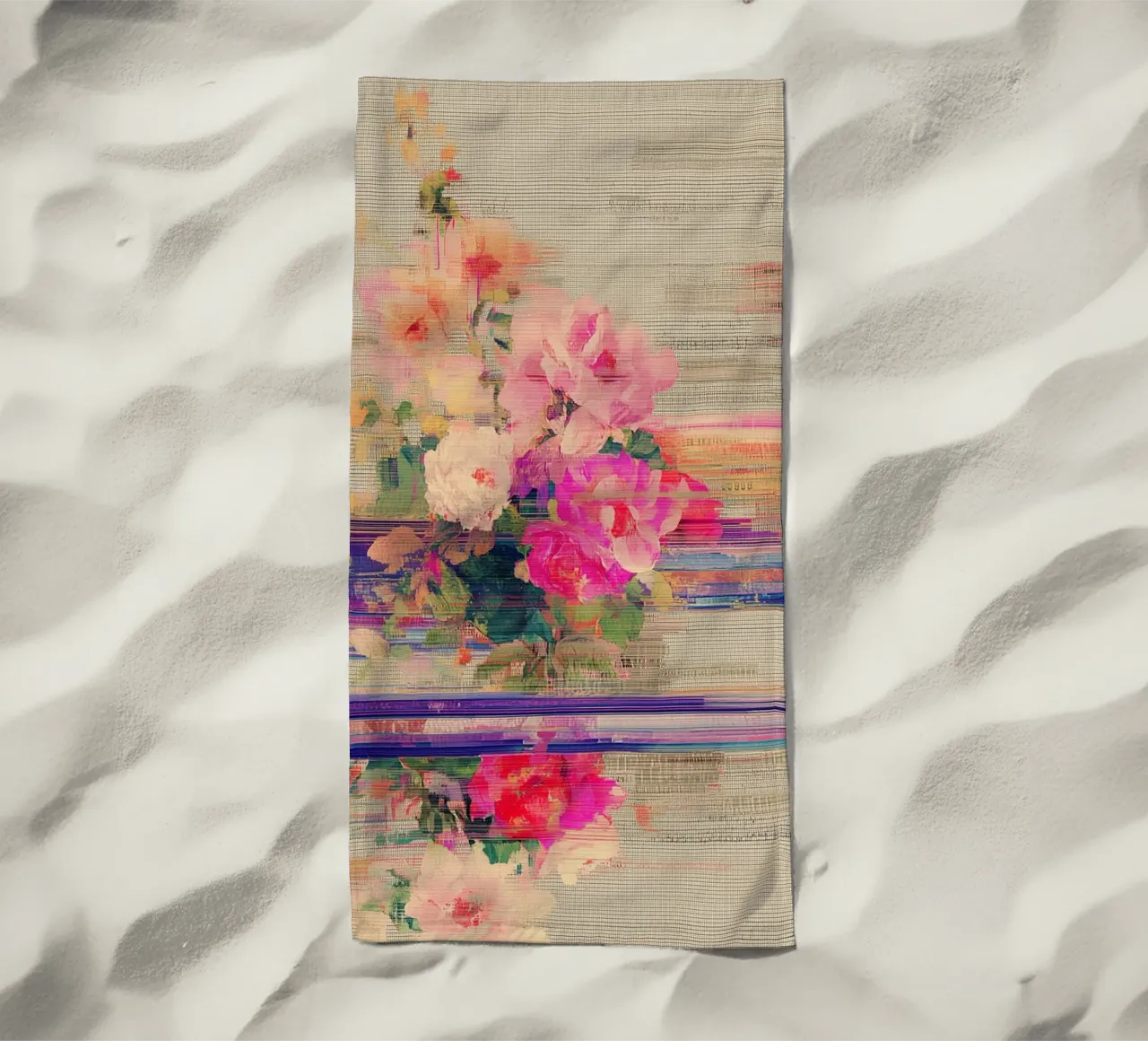 Splendore botanico a righe telo mare da Carinaprint