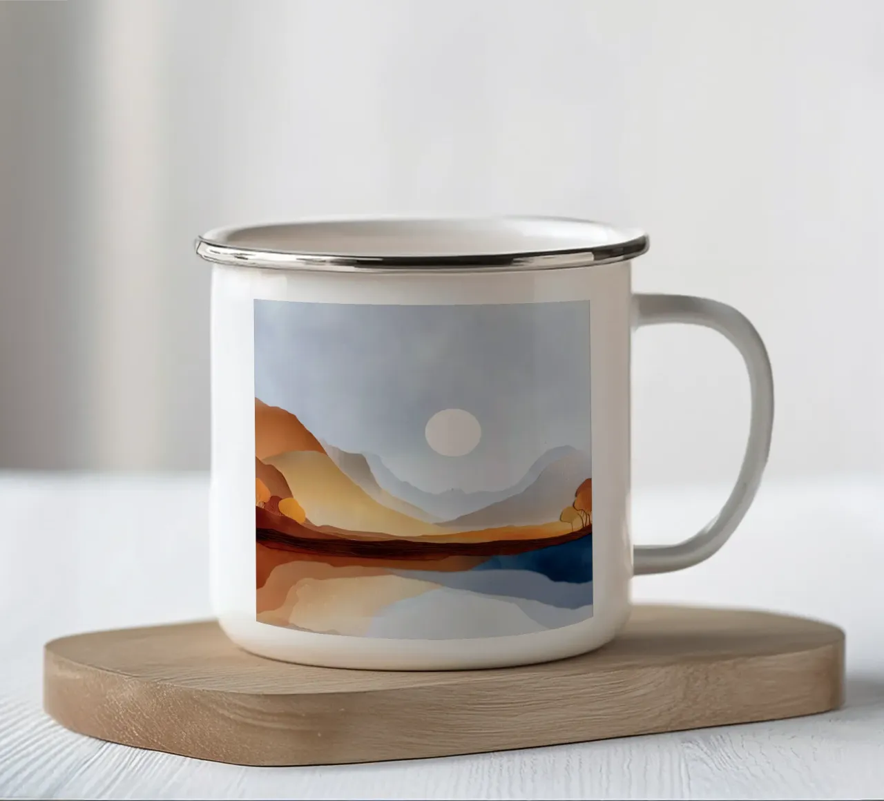 Minimalist Landscape – Warm Hills and Mountain Reflections tazza in smalto da Dune
