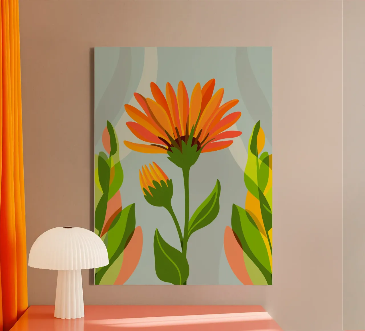 Crisantemo tela con Cornice a cassetta da HAPPY SHOP
