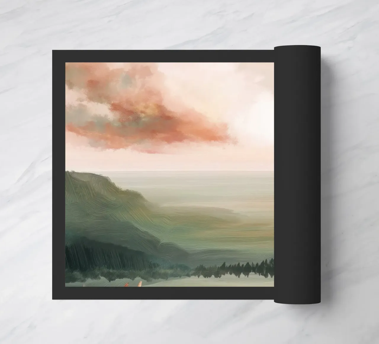 Pastel Landscape Wall Art - Peaceful Lake and Soft Hills zerbino da Dune