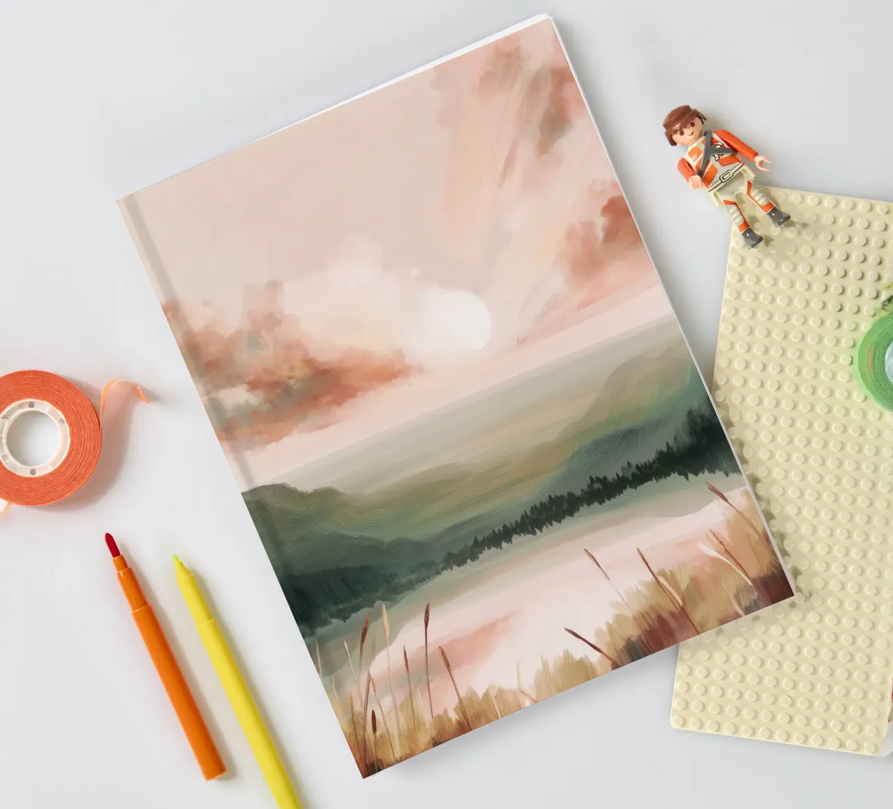 Pastel Landscape Wall Art - Peaceful Lake and Soft Hills diario da Dune