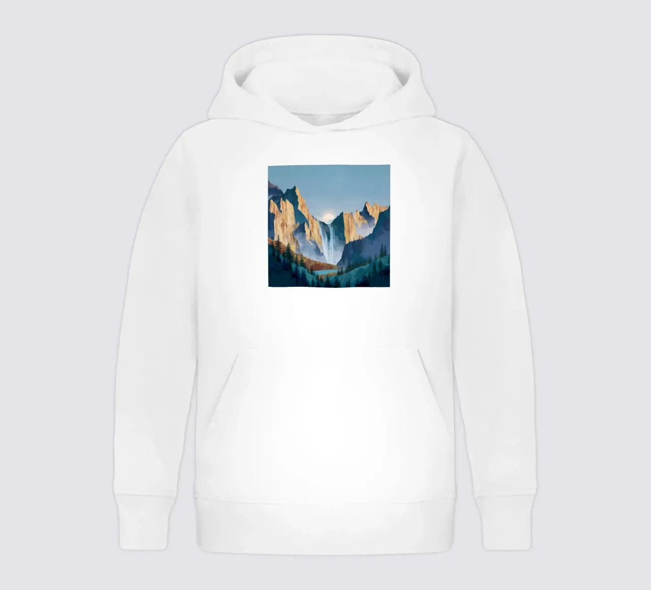Waterfall Mountain Landscape Print felpa bambino con cappuccio da Dune