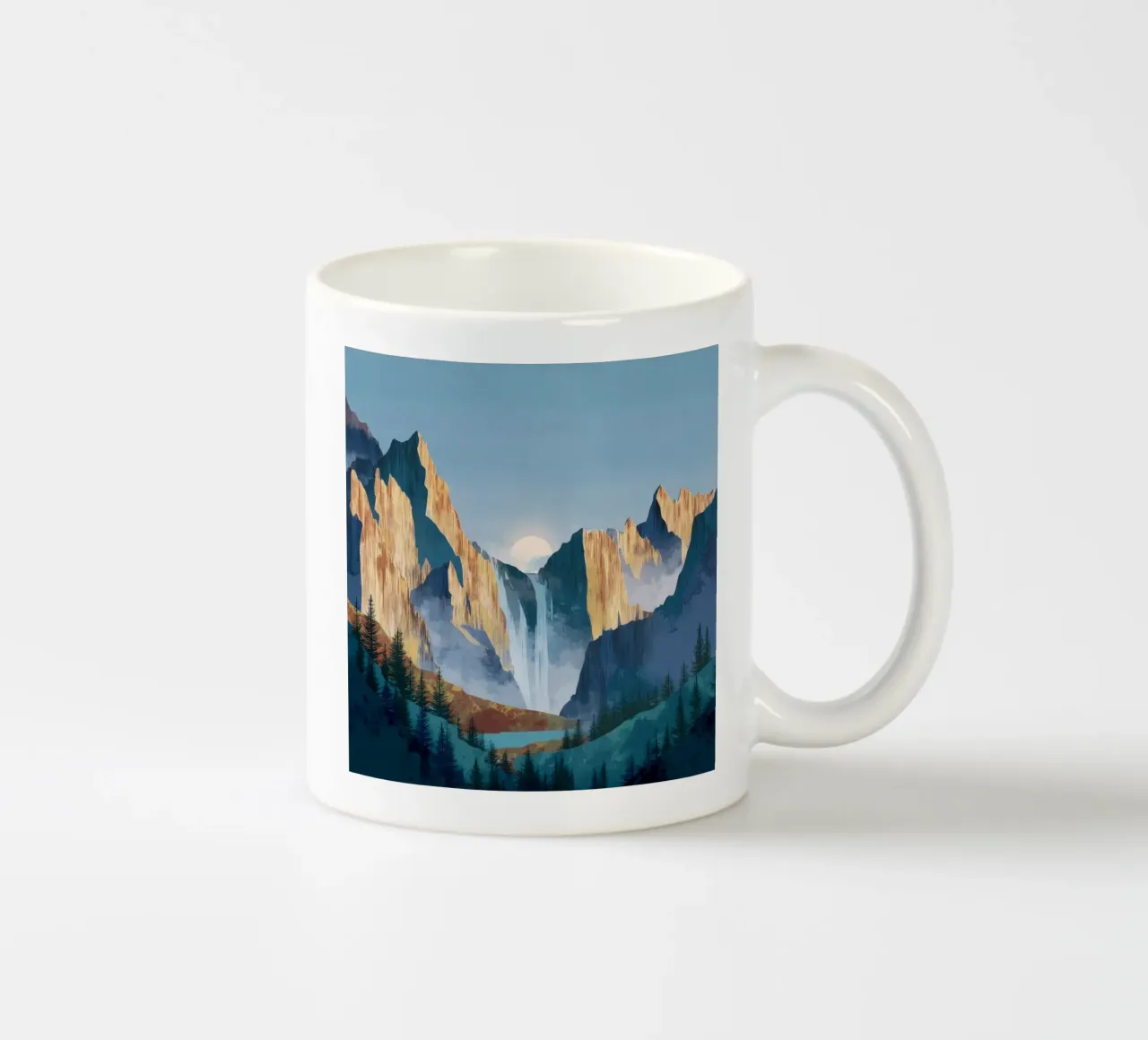 Waterfall Mountain Landscape Print tazza in ceramica da Dune