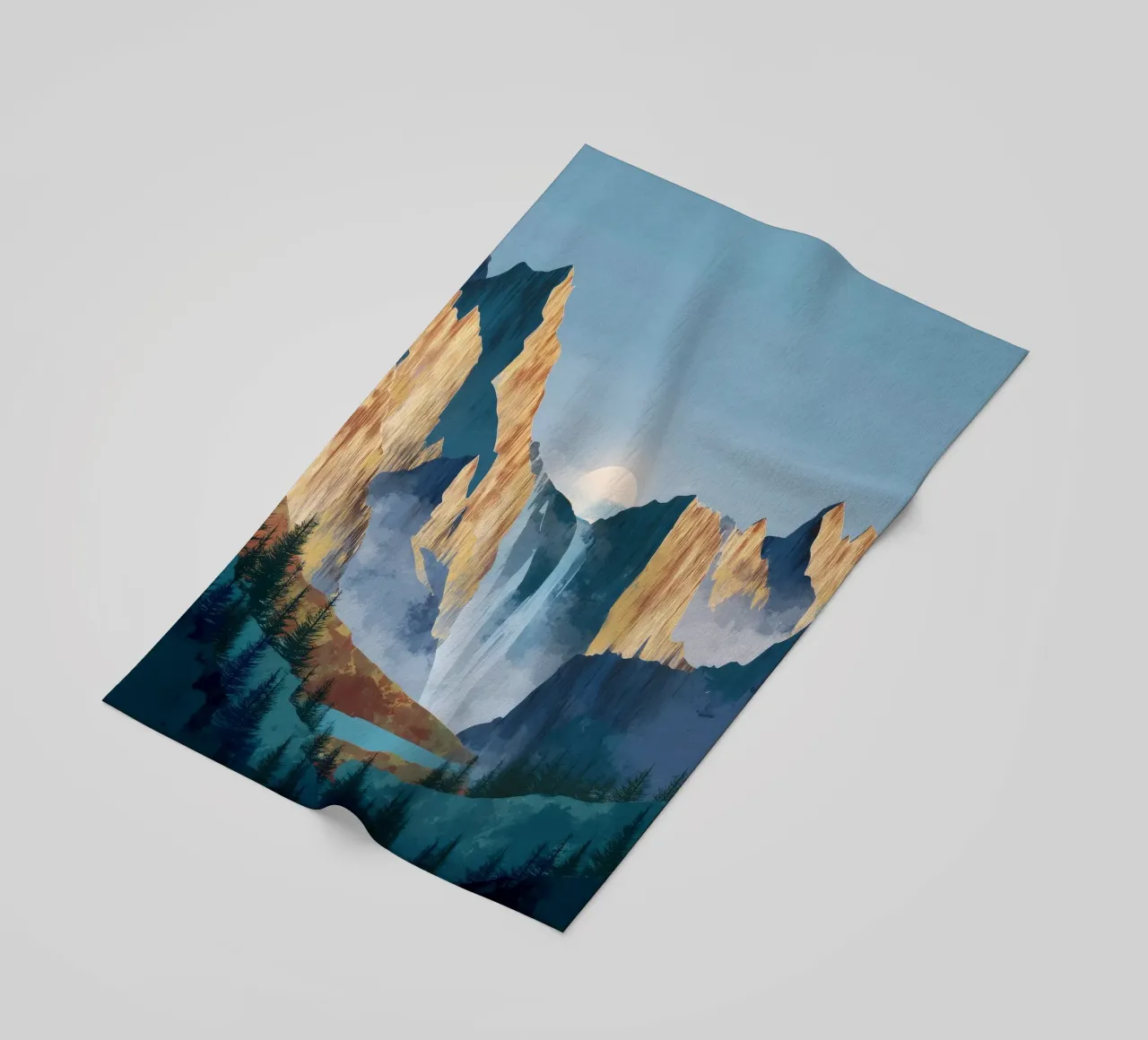Waterfall Mountain Landscape Print telo mare da Dune