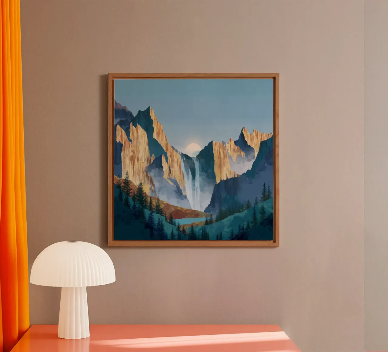 Waterfall Mountain Landscape Print alluminio dibond da Dune