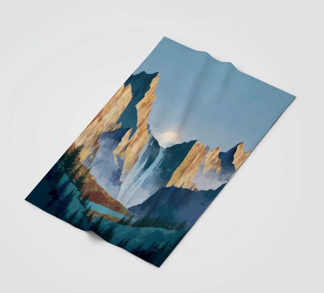 Waterfall Mountain Landscape Print coperta in pile da Dune