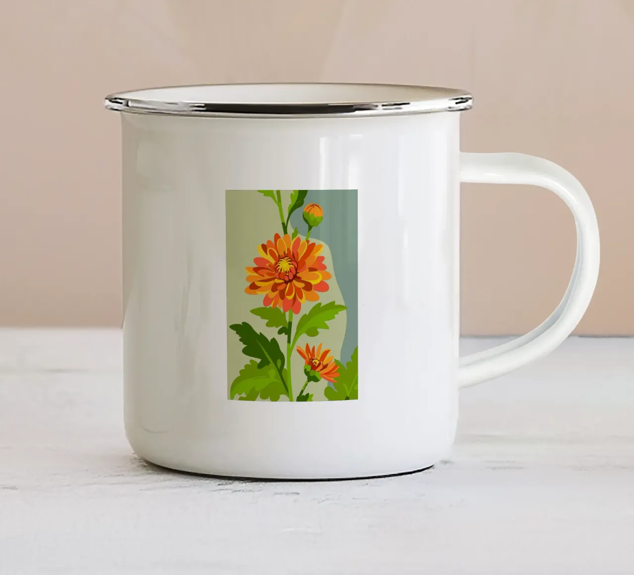 Crisantemo tazza in smalto da HAPPY SHOP