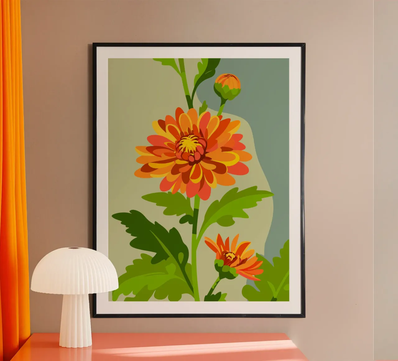 Crisantemo poster con telaio in alluminio da HAPPY SHOP