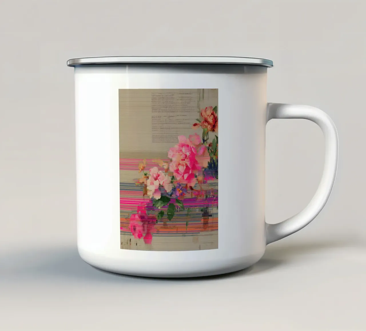 Fiori freschi: un'esplosione di colore tazza in smalto da Carinaprint