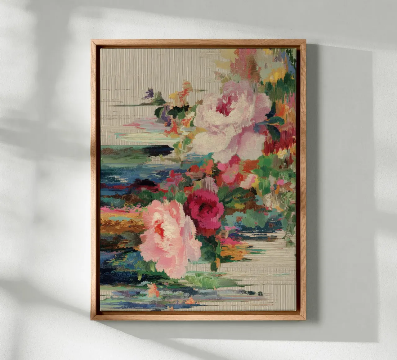 Glitch meets botany canvas with Floater frame by Carinaprint