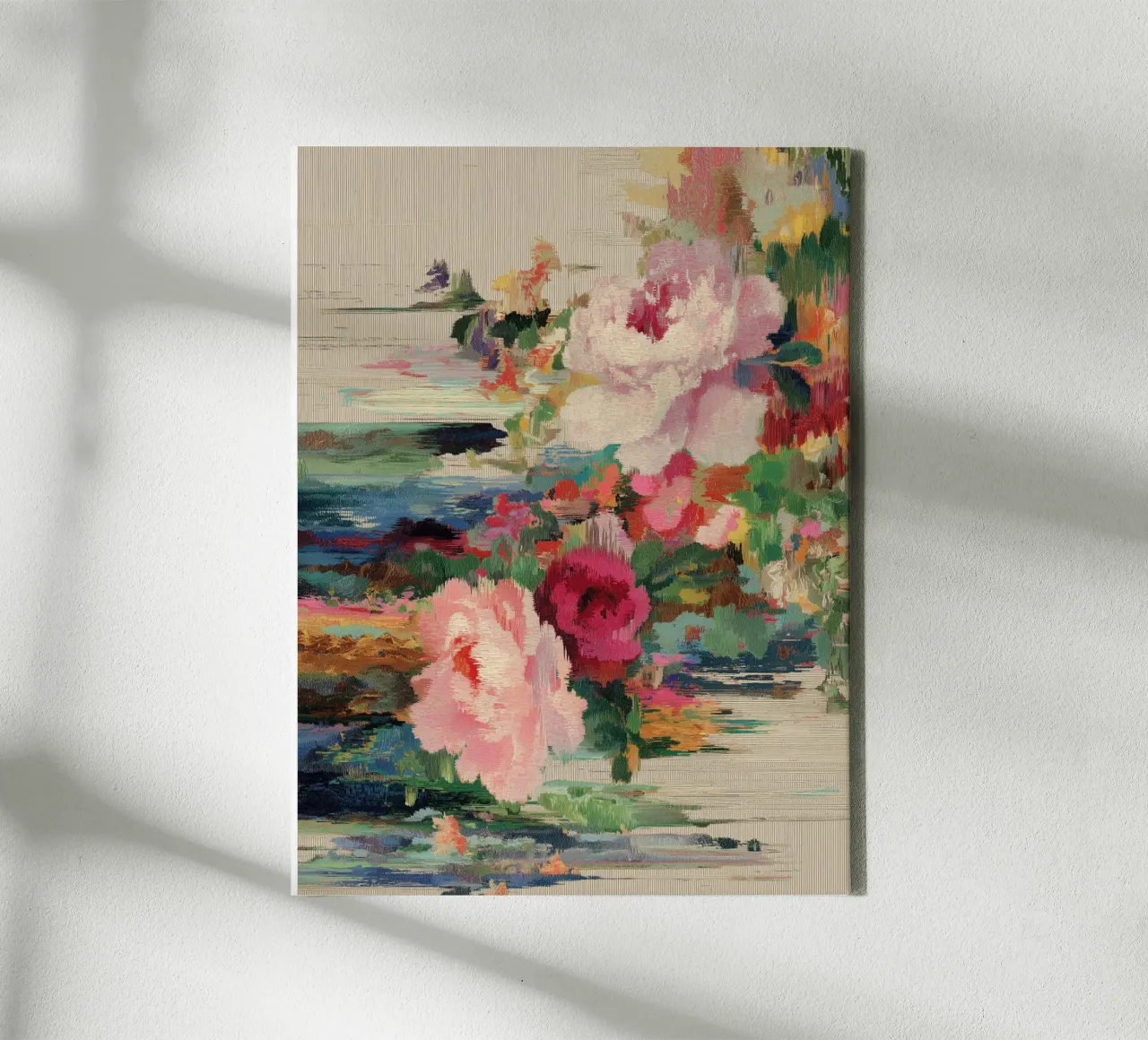 Glitch meets botany canvas with Floater frame by Carinaprint