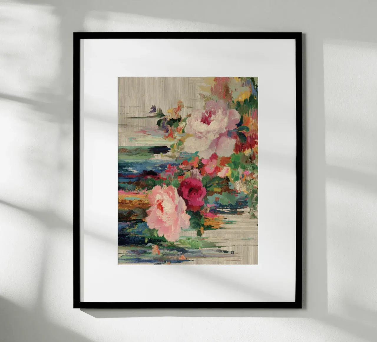 Glitch trifft Botanik Poster mit Kunststoffrahmen von Carinaprint