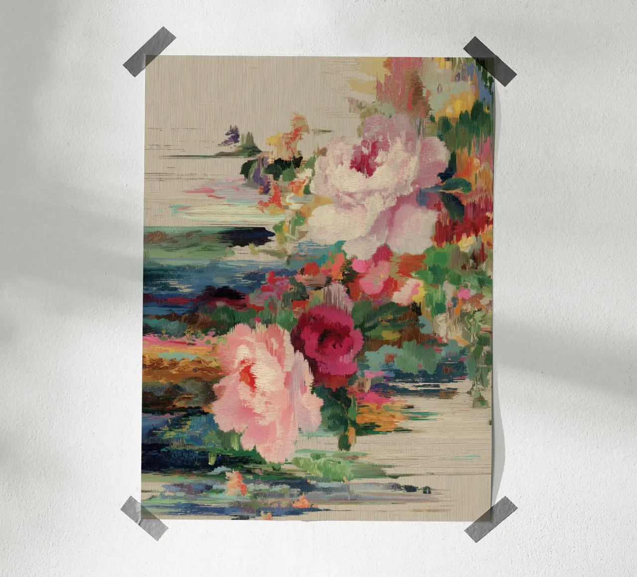 Glitch trifft Botanik Poster mit Kunststoffrahmen von Carinaprint