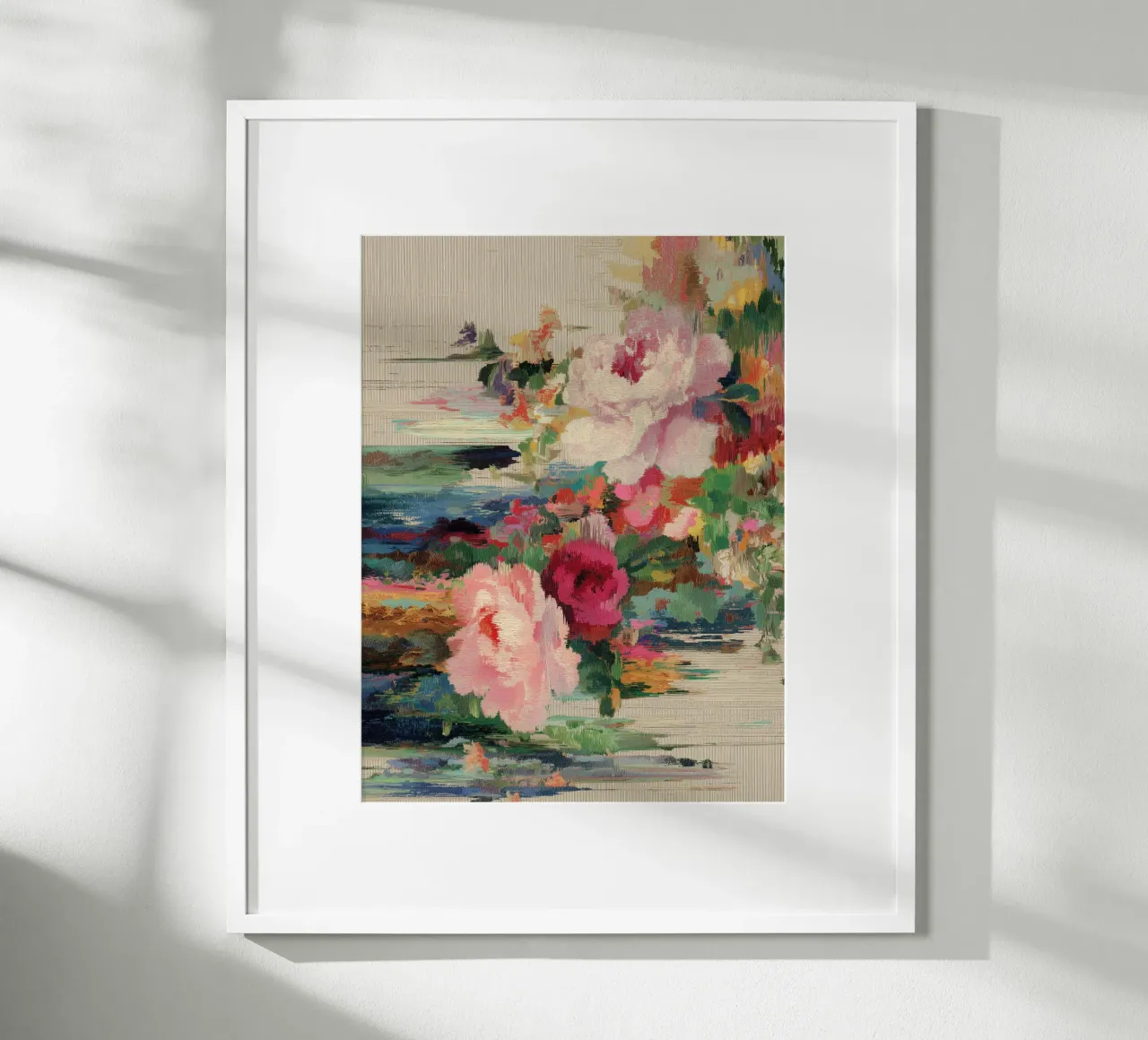Glitch trifft Botanik Poster mit Kunststoffrahmen von Carinaprint