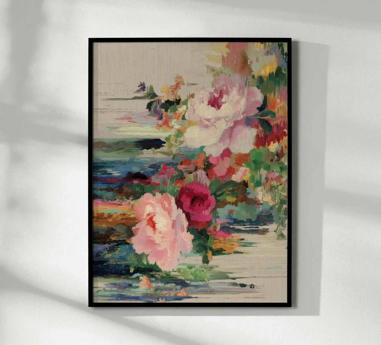 Glitch trifft Botanik Poster mit Kunststoffrahmen von Carinaprint