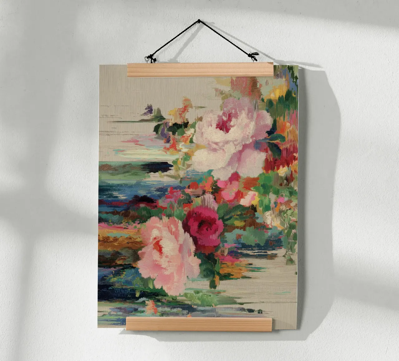 Glitch trifft Botanik Poster mit Kunststoffrahmen von Carinaprint