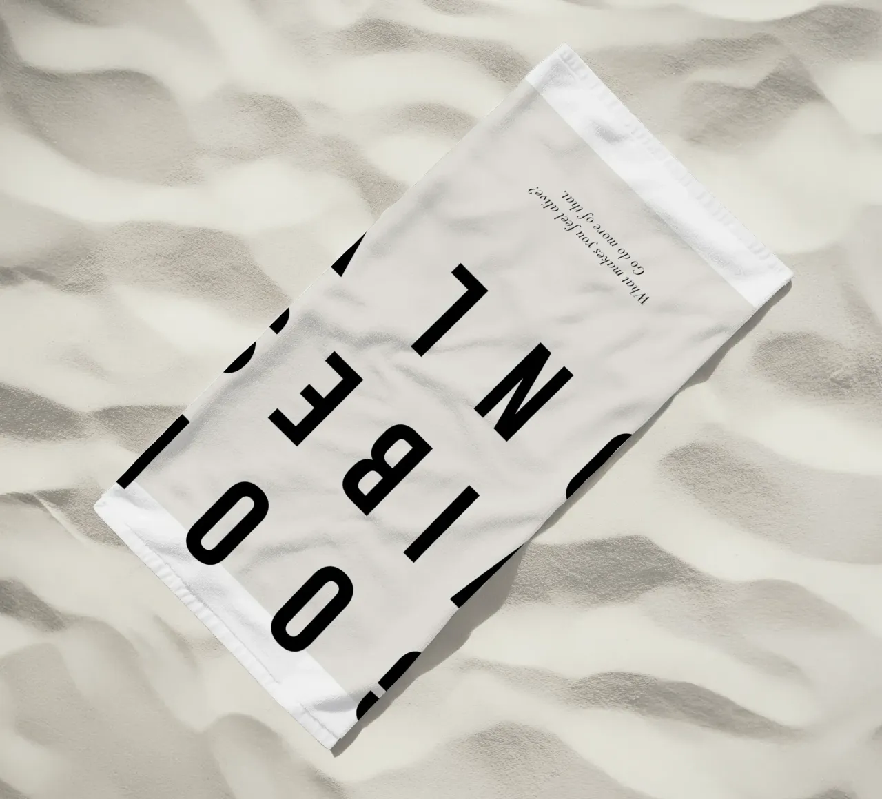 motivational typography beach towel by Eva Rogers