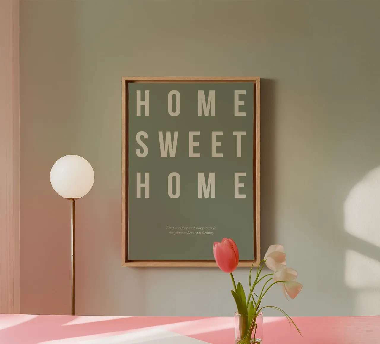 home sweet simple message canvas with Floater frame by Eva Rogers