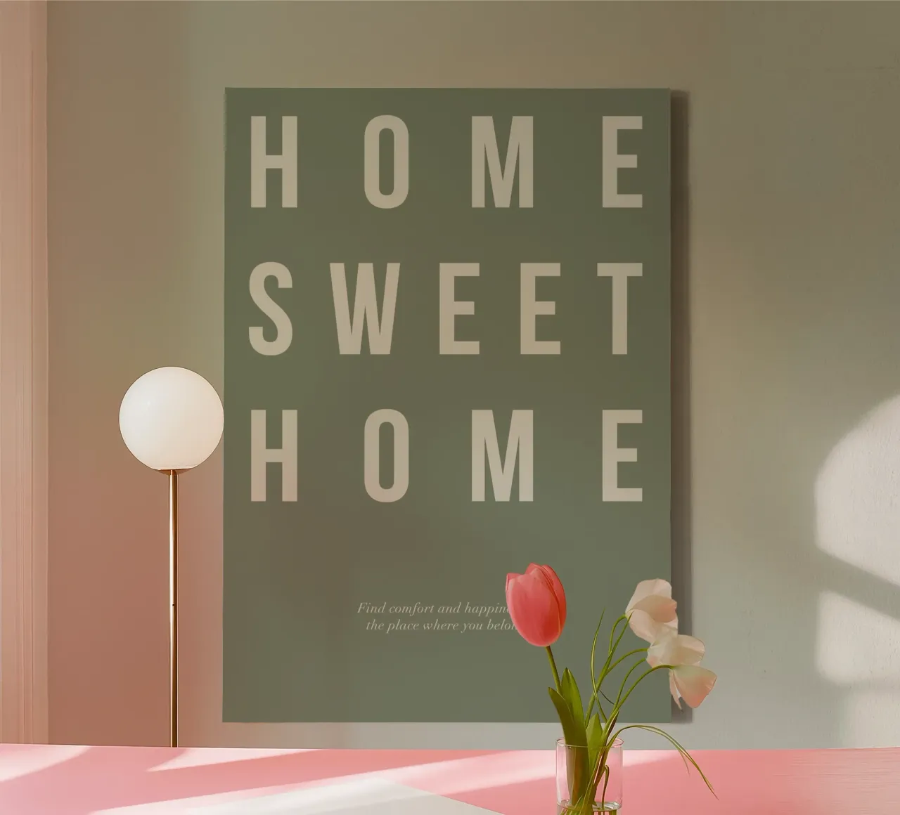 home sweet simple message canvas with Floater frame by Eva Rogers