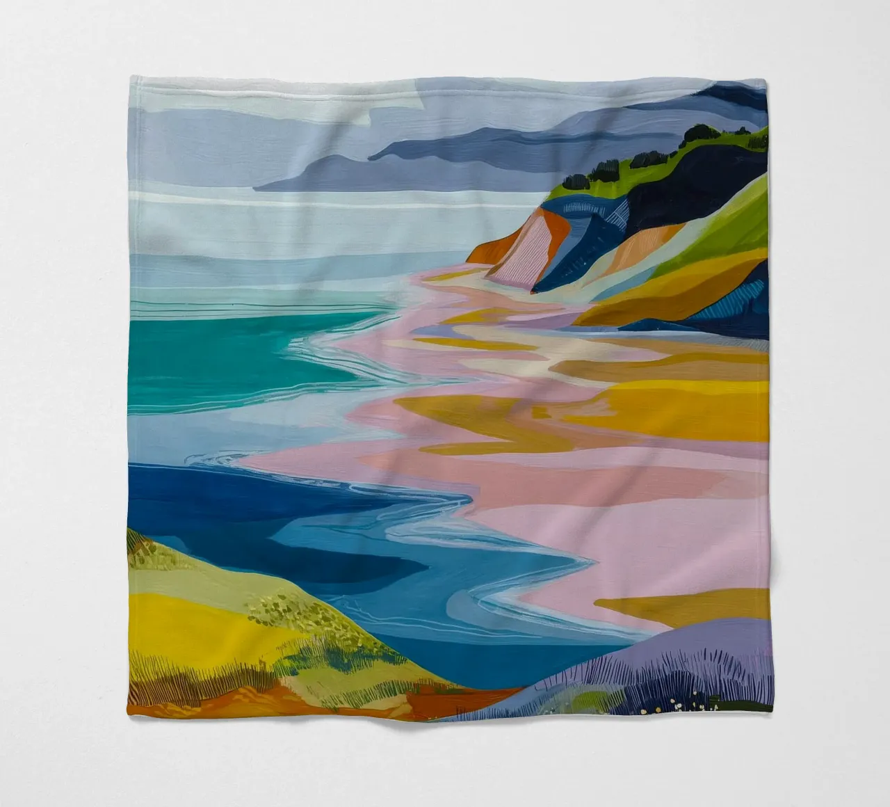 Pastel Shoreline - Where Wildflowers Meet the Tide coperta in pile da Dune