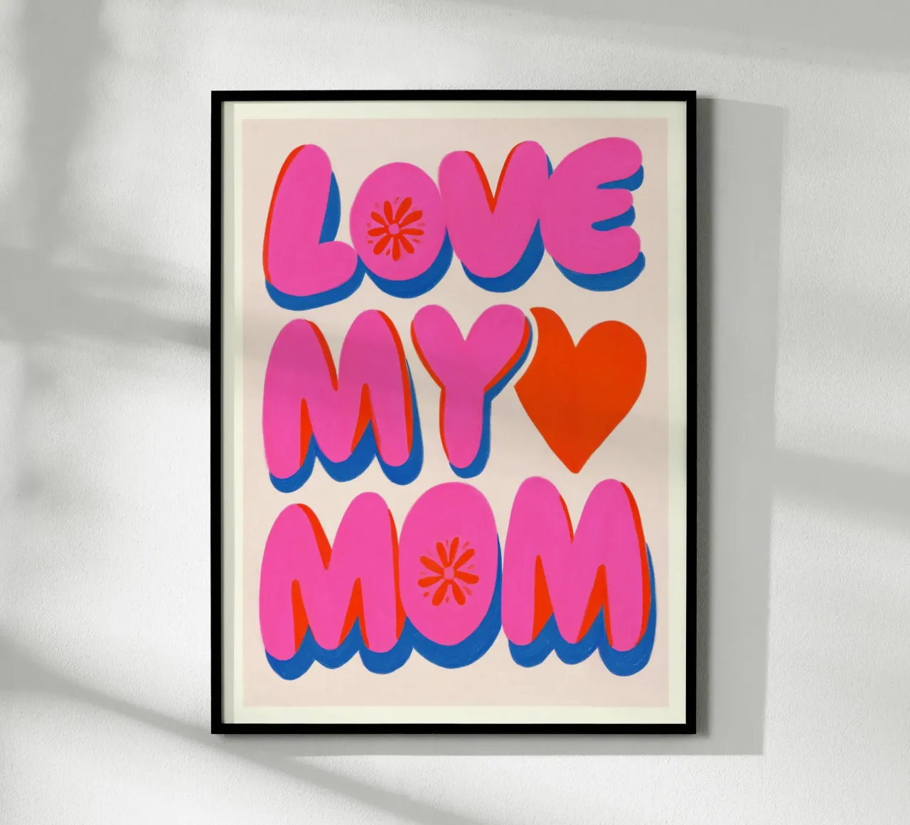 Con amore per la mia mamma, pinki-pop poster con telaio in alluminio da Carinaprint