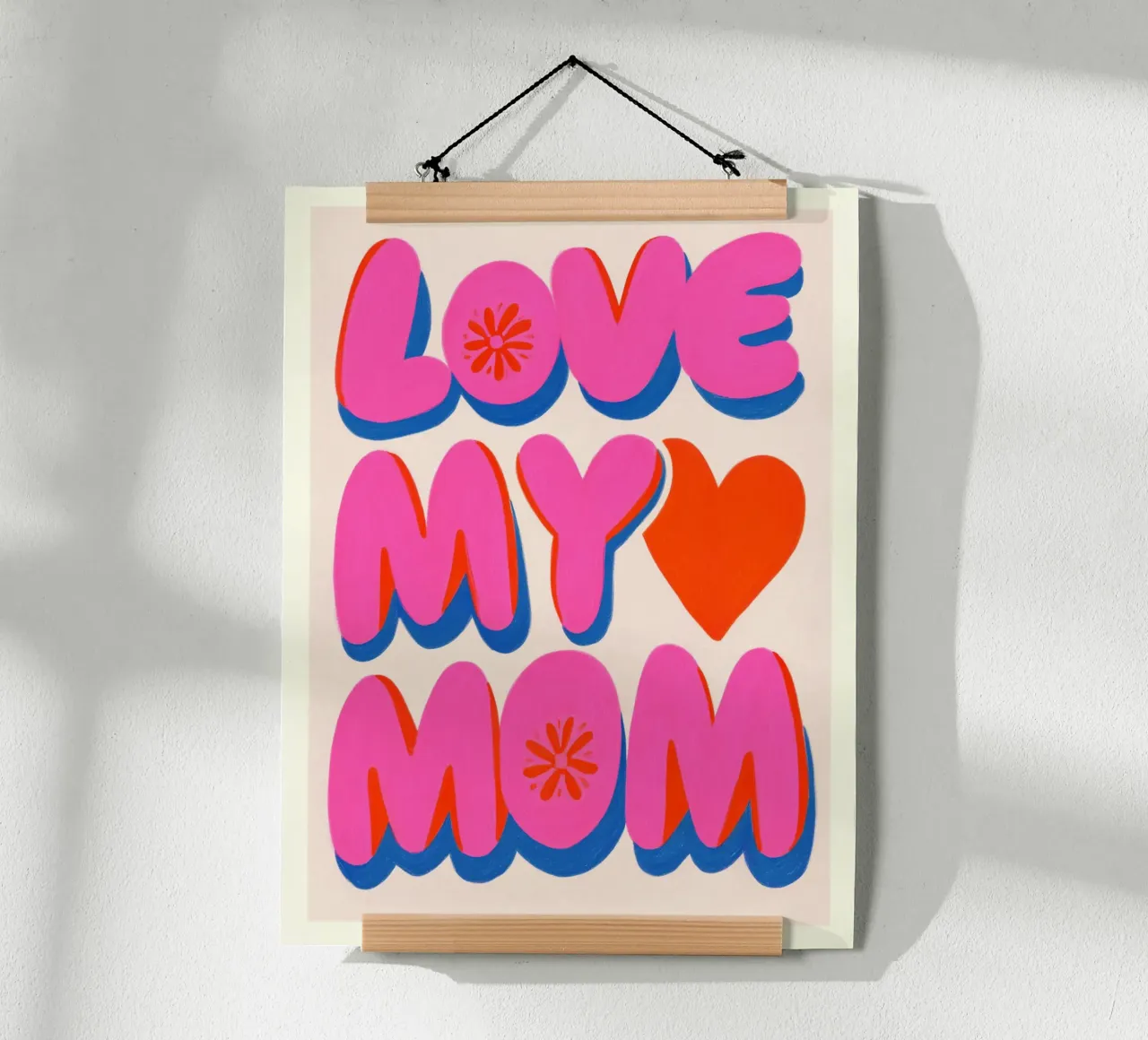 Con amore per la mia mamma, pinki-pop poster con telaio in alluminio da Carinaprint