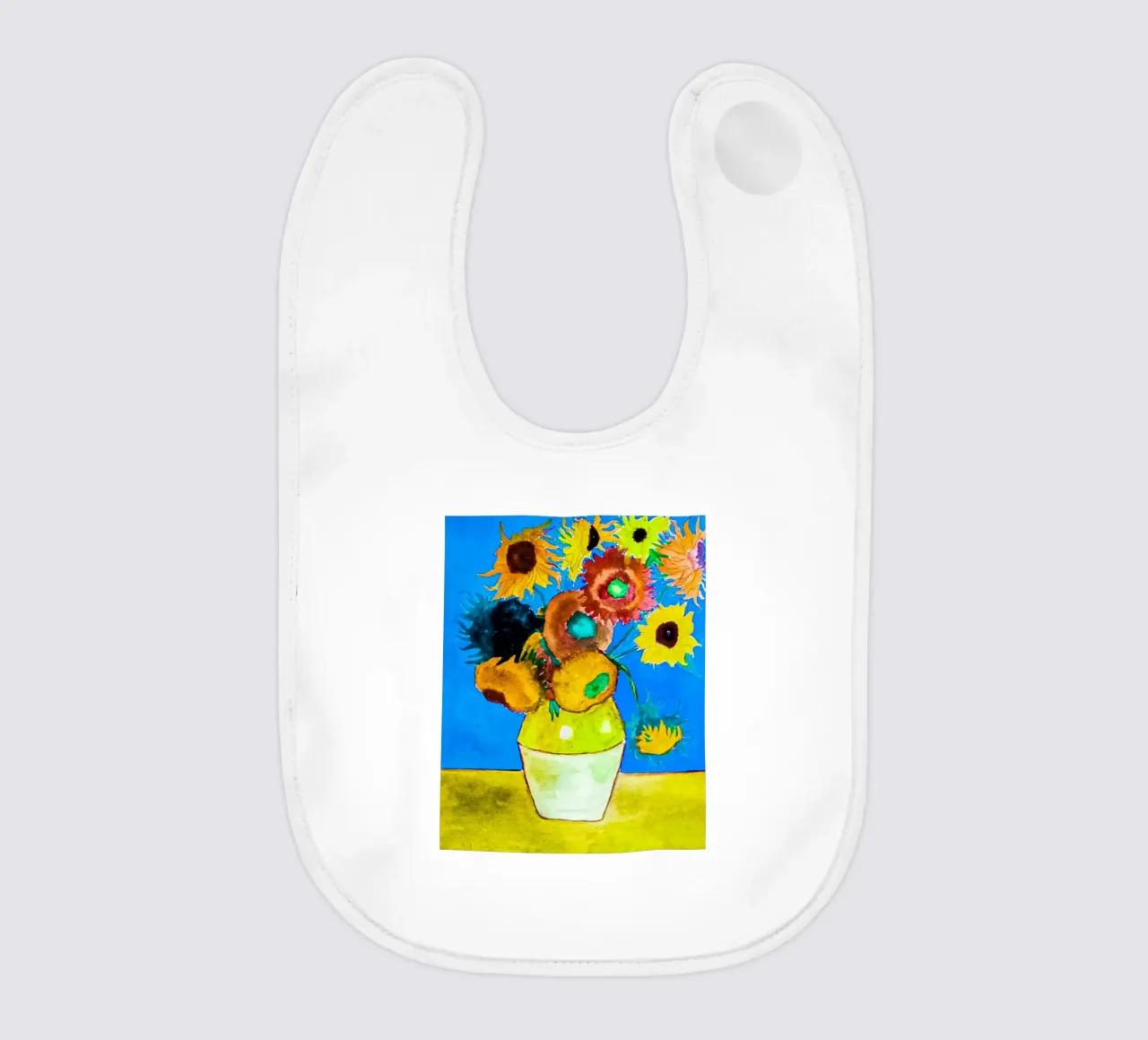 vaso di girasoli colorati bavaglino da cloud shop