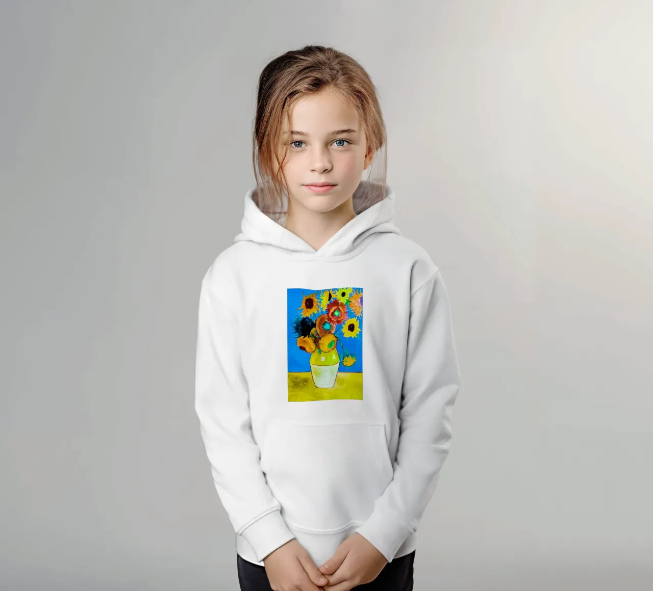 vaso di girasoli colorati felpa bambino con cappuccio da cloud shop