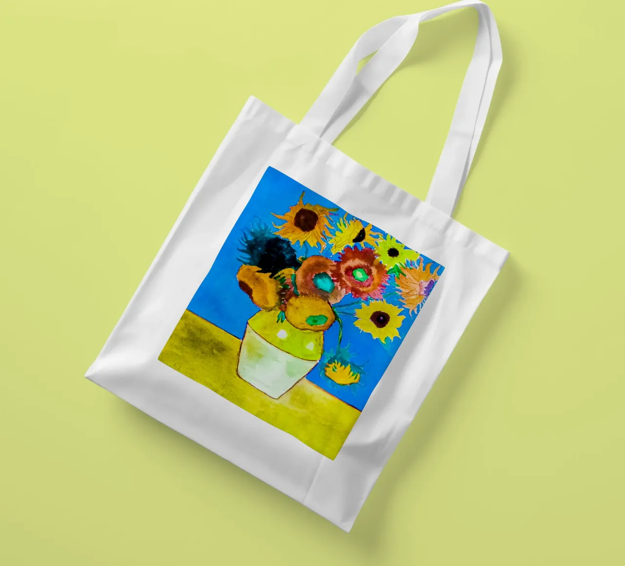 vaso di girasoli colorati borsa in juta da cloud shop