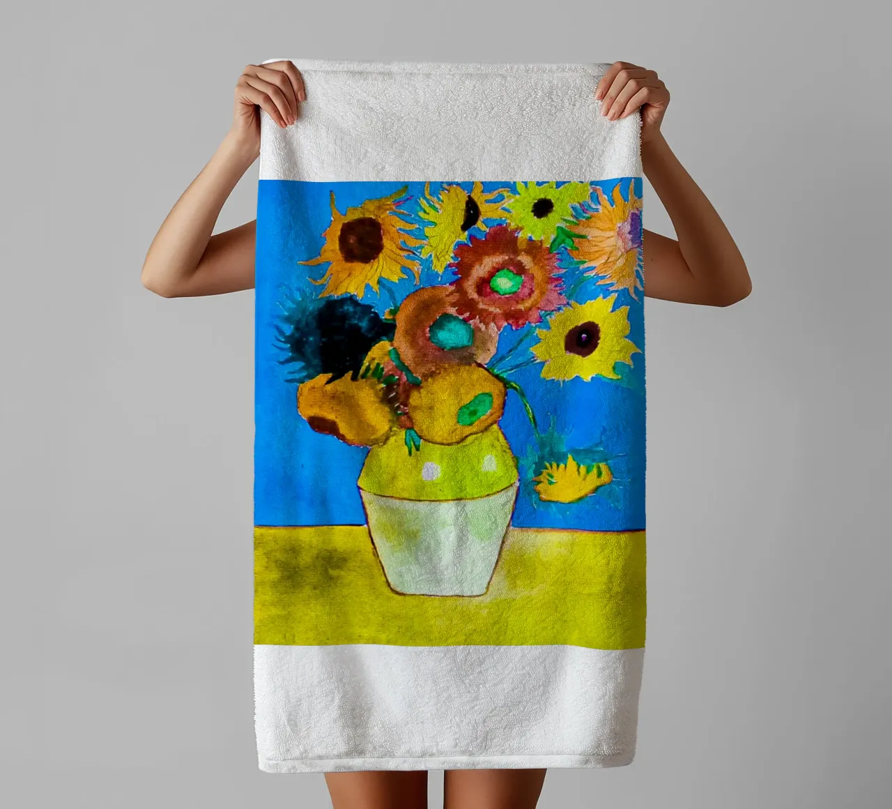 vaso di girasoli colorati asciugamano da bagno da cloud shop