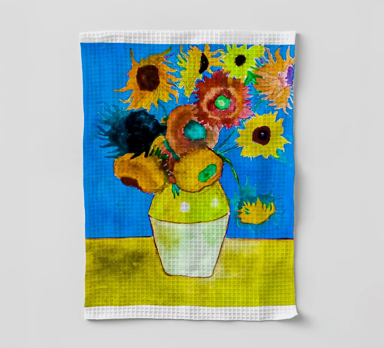 vaso di girasoli colorati canovaccio da cucina da cloud shop