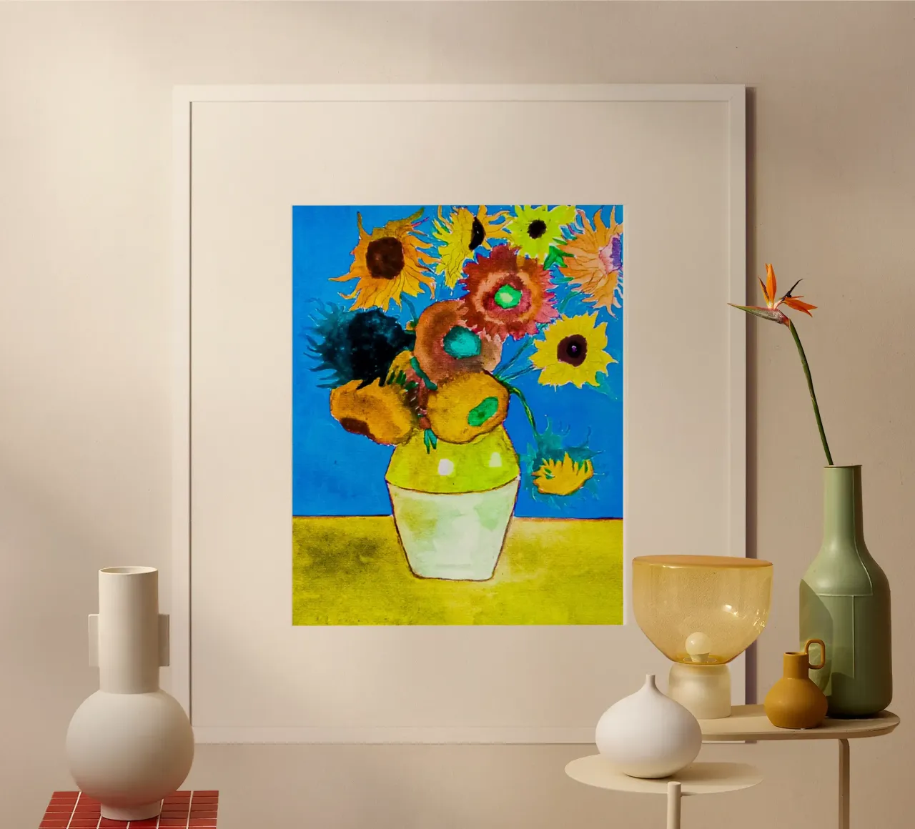 vaso di girasoli colorati carta hahnemühle da cloud shop