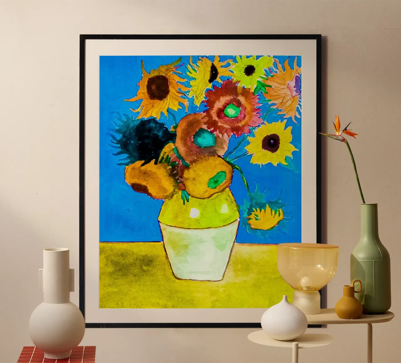 vaso di girasoli colorati carta hahnemühle da cloud shop