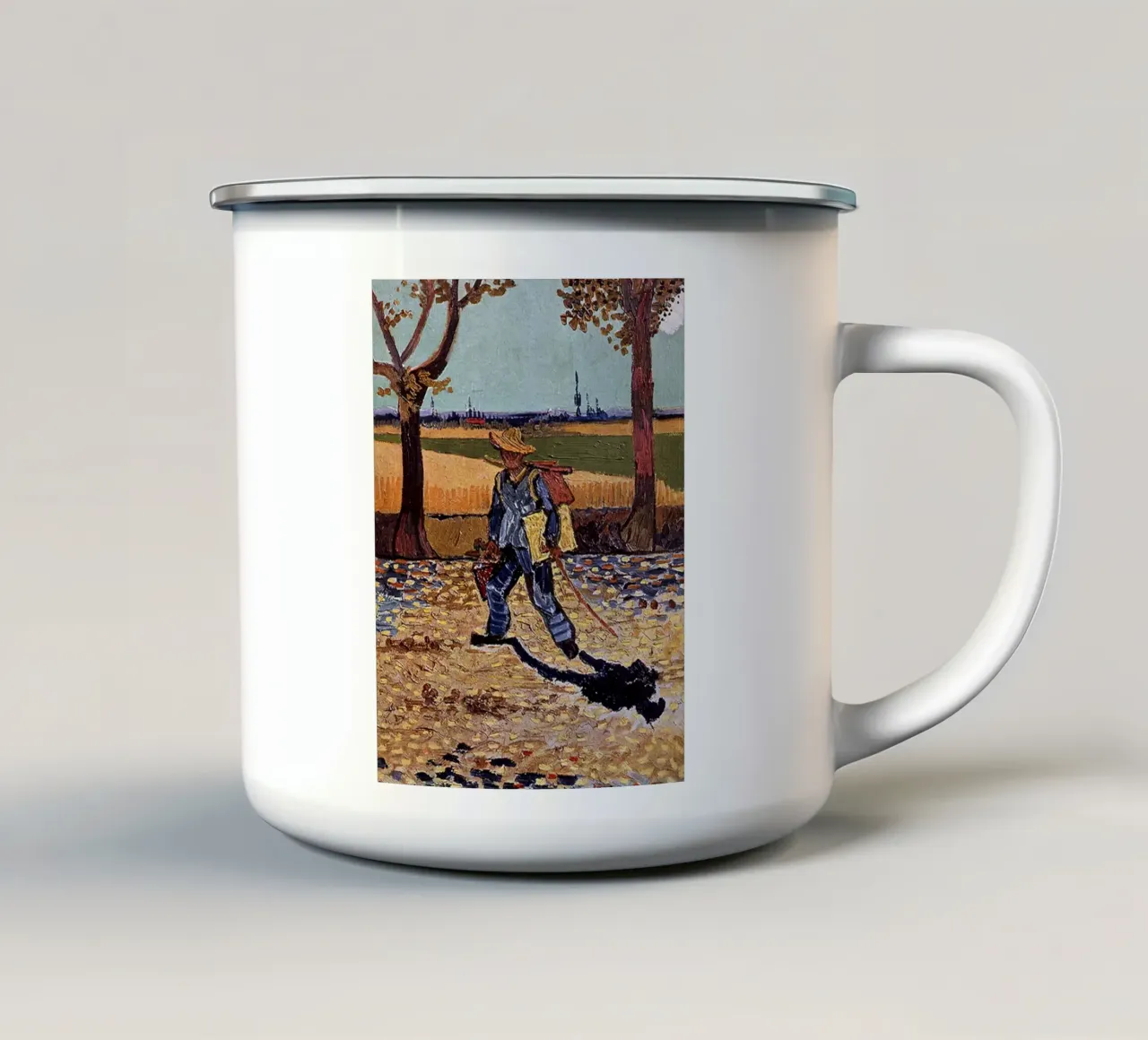 viaggio di un pittore uomo tazza in smalto da cloud shop