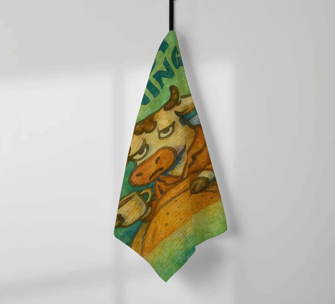 peinture d'art d'une vache d'un matin maussade torchon de Mutiaram