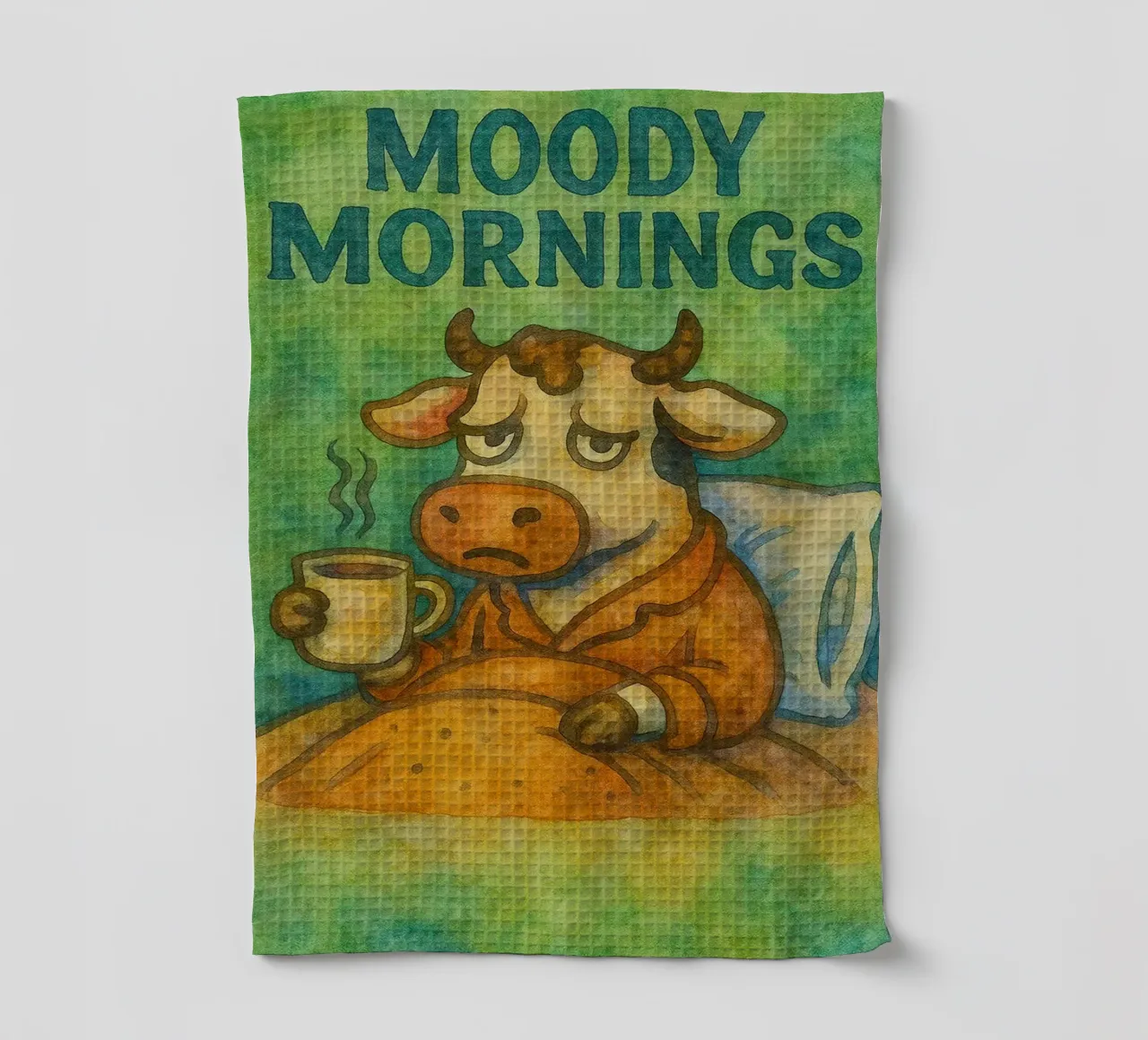peinture d'art d'une vache d'un matin maussade torchon de Mutiaram