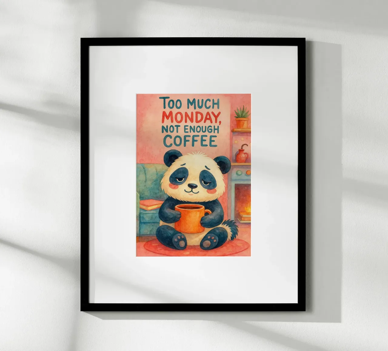 nicht genug Kaffee Bär Kunst Gemälde Poster mit Holzrahmen von Mutiaram