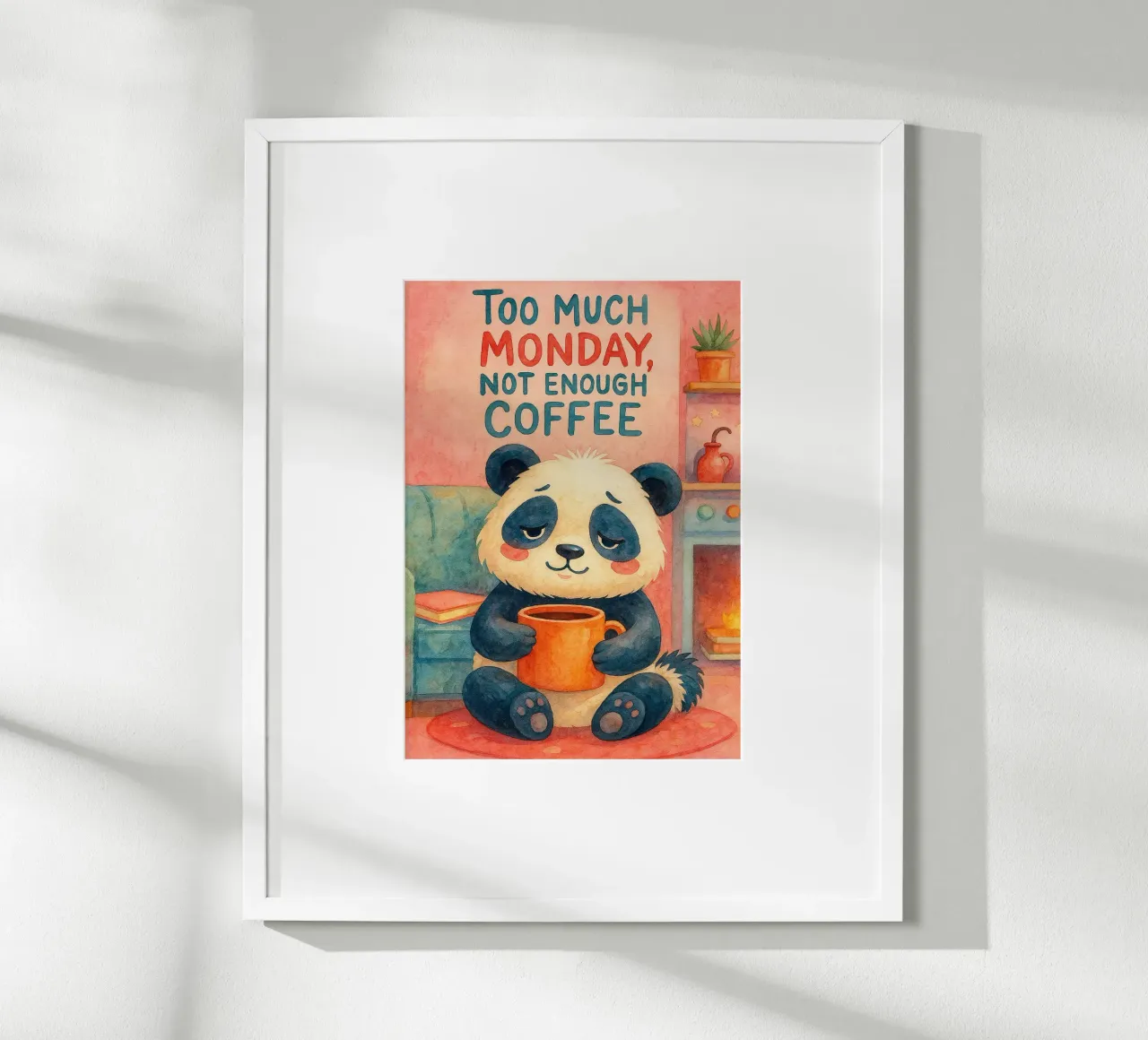 nicht genug Kaffee Bär Kunst Gemälde Poster mit Holzrahmen von Mutiaram