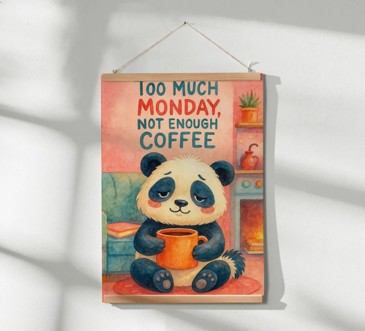 nicht genug Kaffee Bär Kunst Gemälde Poster mit Holzrahmen von Mutiaram