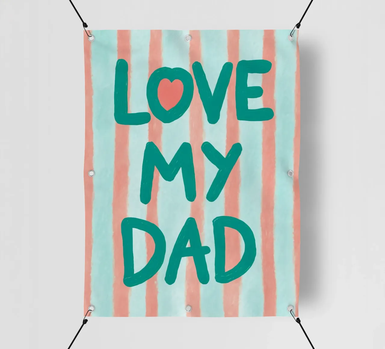 Messaggio "Love my Dad" con cuore telo in pvc da Carinaprint