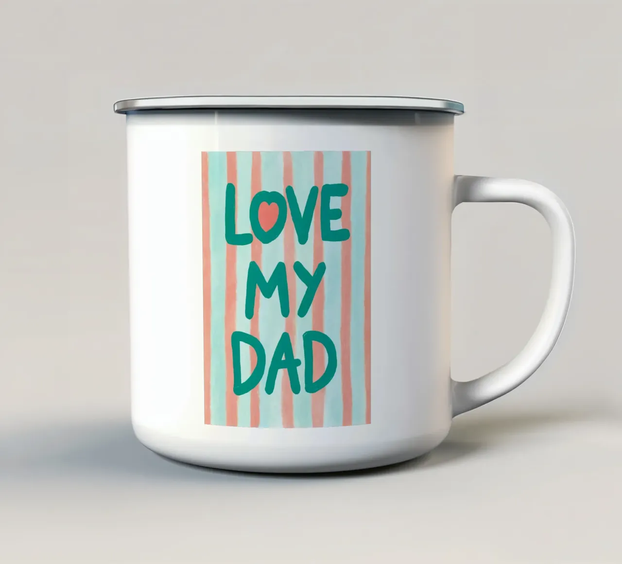Messaggio "Love my Dad" con cuore tazza in smalto da Carinaprint
