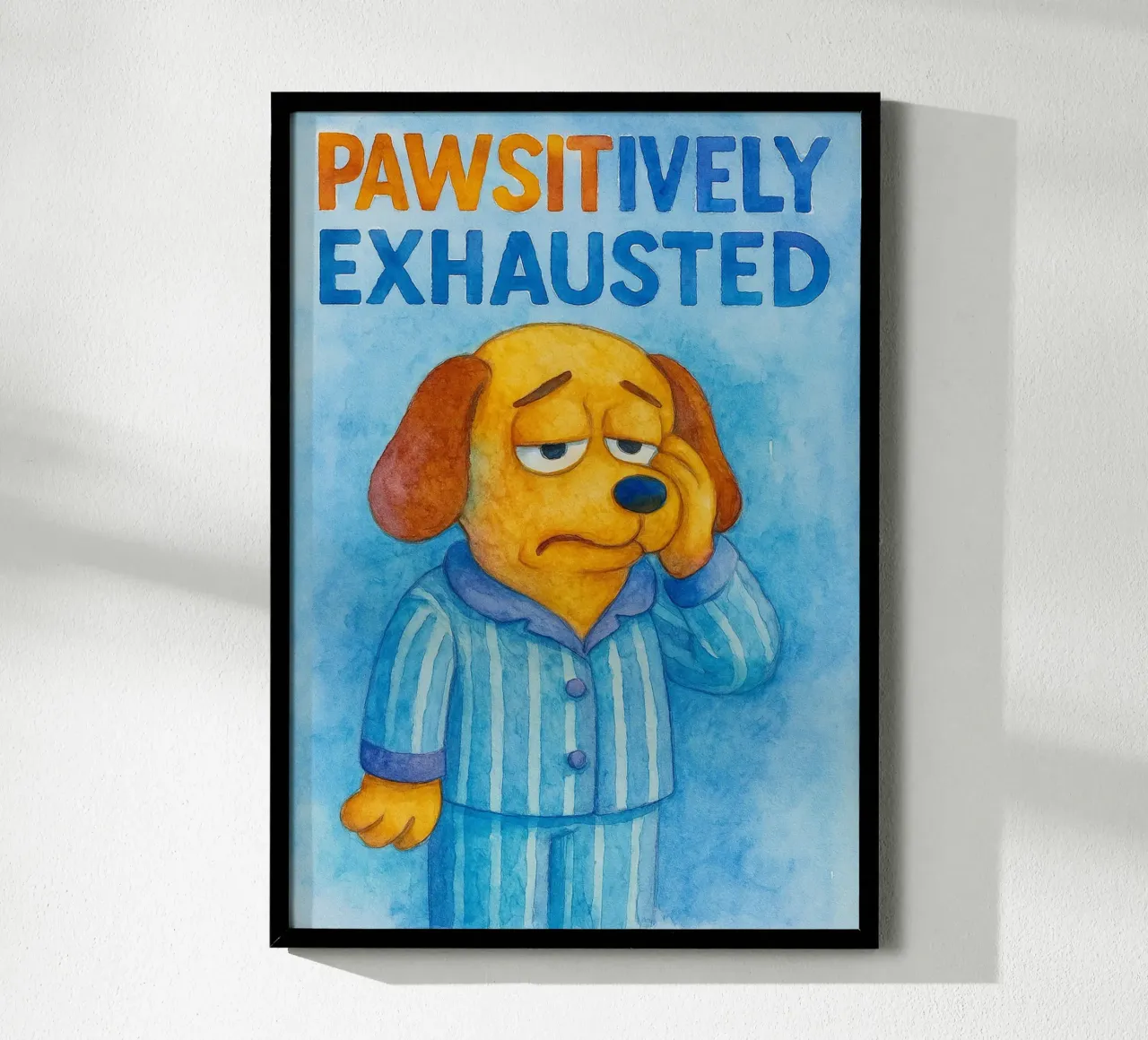 pittura artistica per cani esaurita con le zampe poster con telaio in legno da Mutiaram