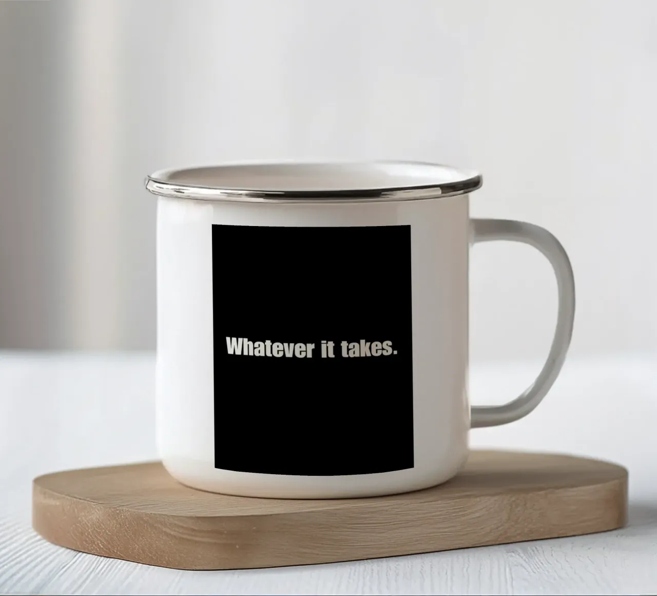 Wat er ook voor nodig is Quote emaille mok van Ashley Studio