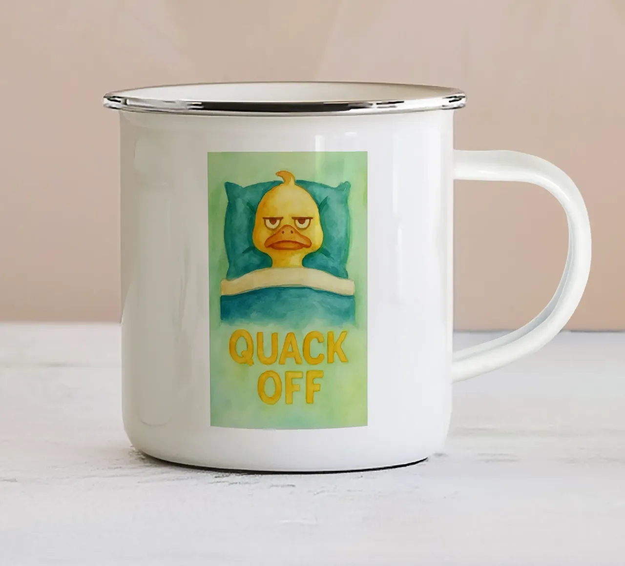 pittura d'arte di anatra quack off tazza in smalto da Mutiaram