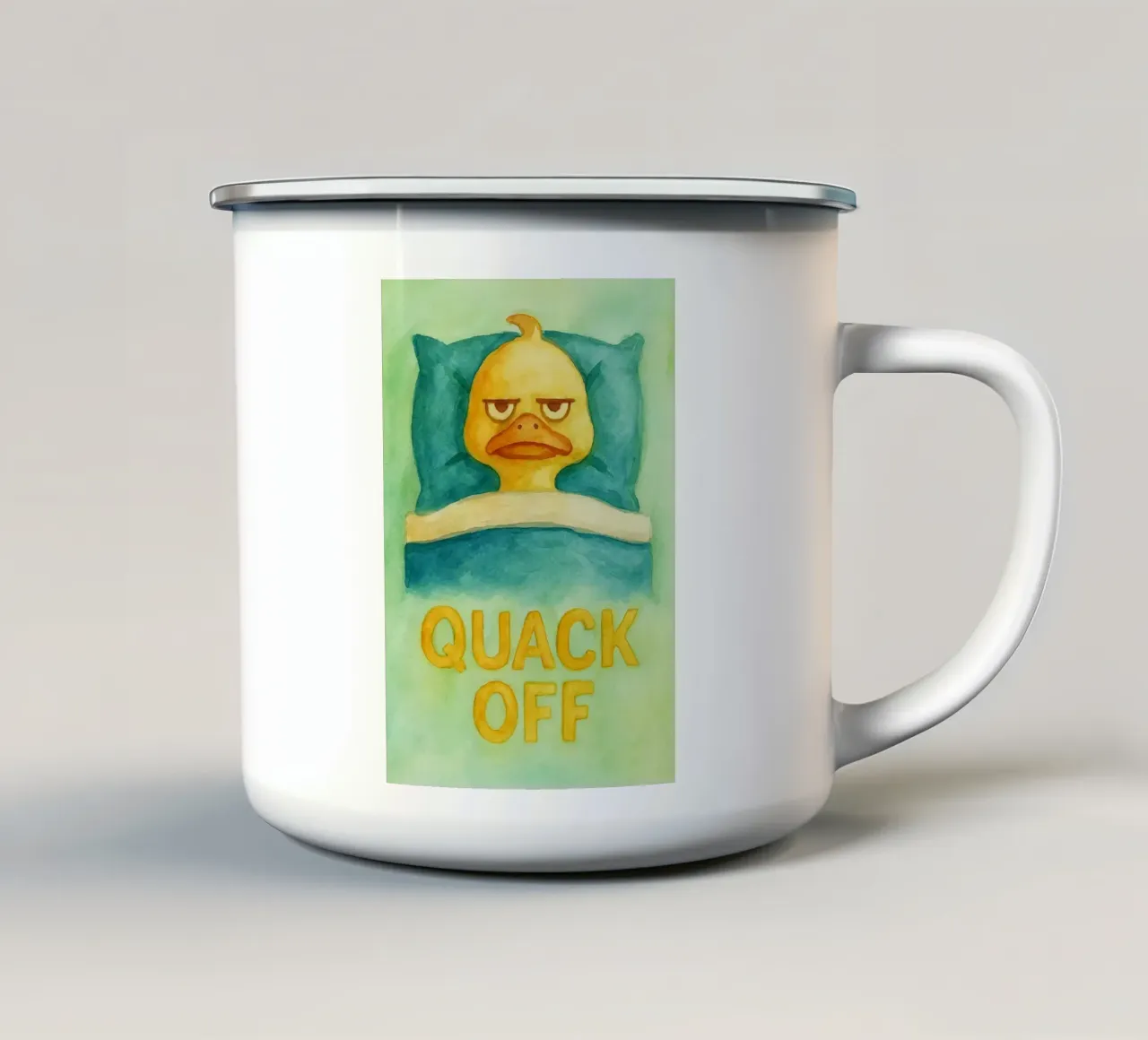pittura d'arte di anatra quack off tazza in smalto da Mutiaram