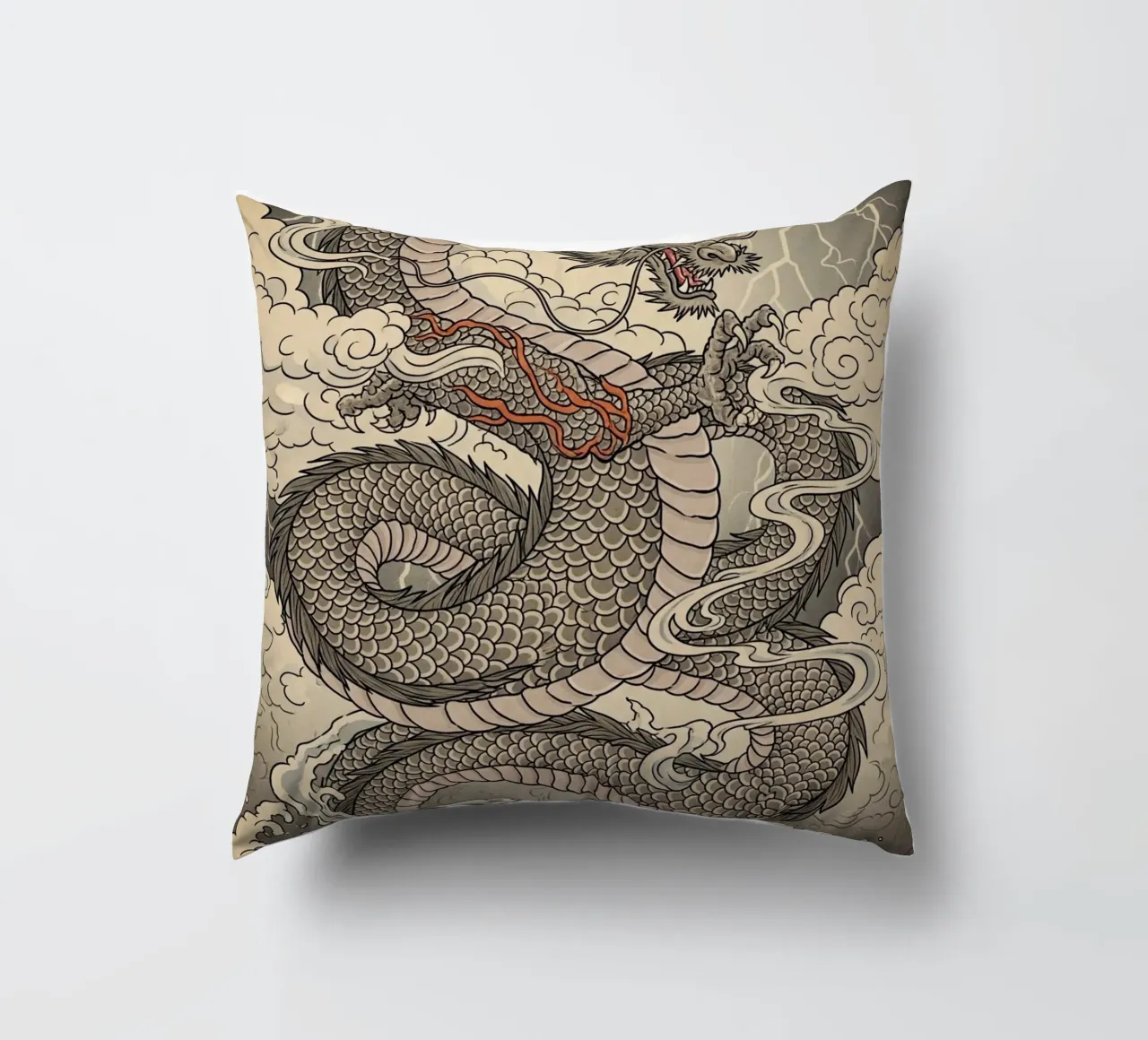 Drago - Stile vintage giapponese cuscino da Lembayung art