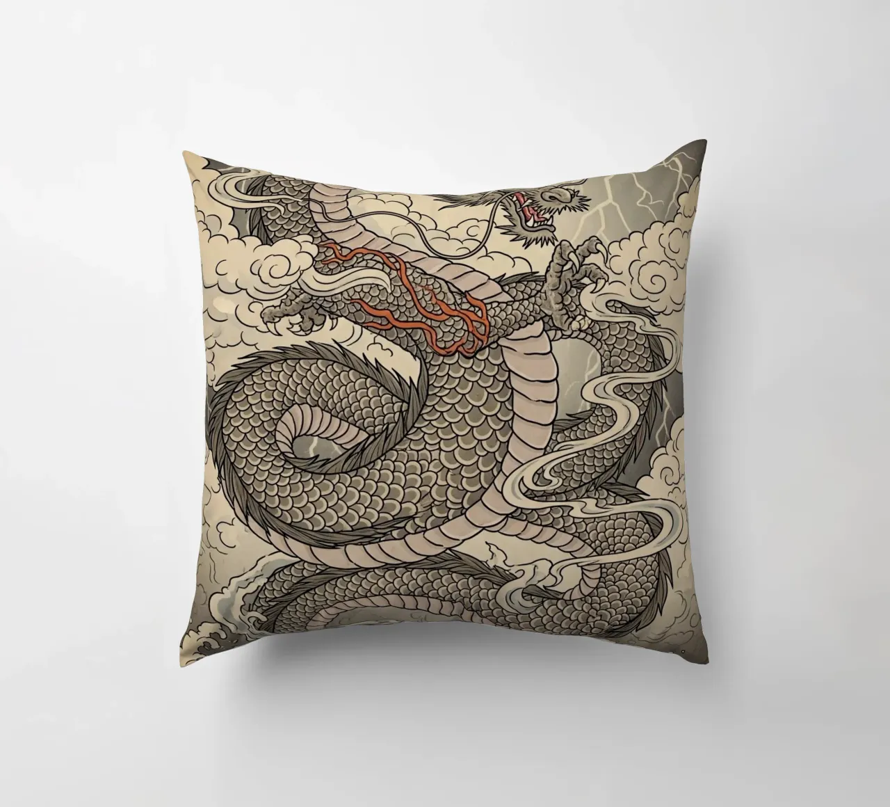 Drago - Stile vintage giapponese cuscino da Lembayung art