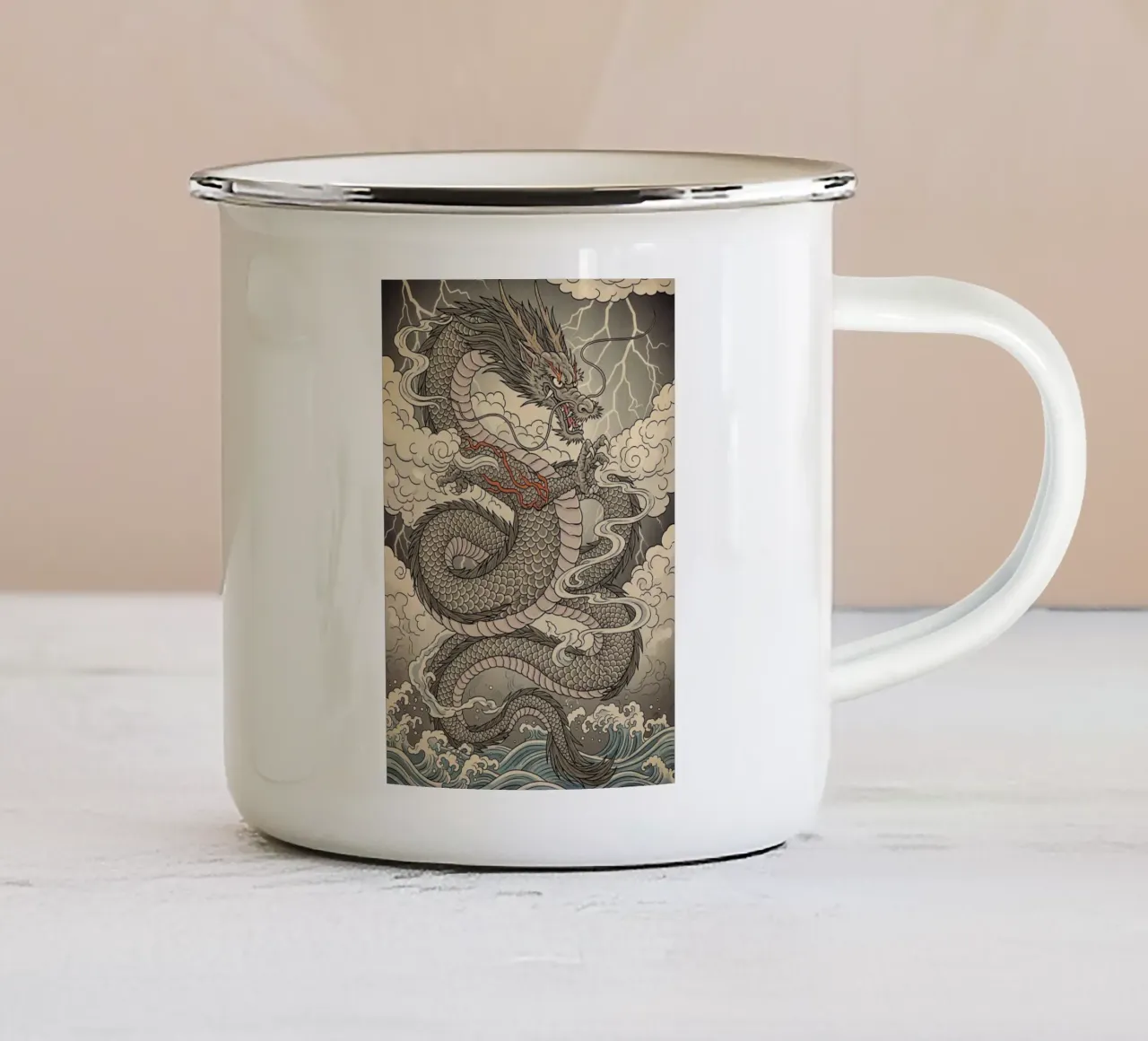 Drago - Stile vintage giapponese tazza in smalto da Lembayung art