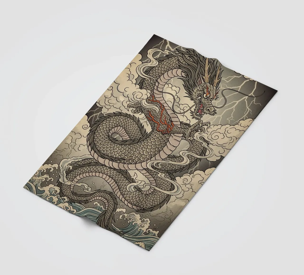 Drago - Stile vintage giapponese coperta in pile da Lembayung art